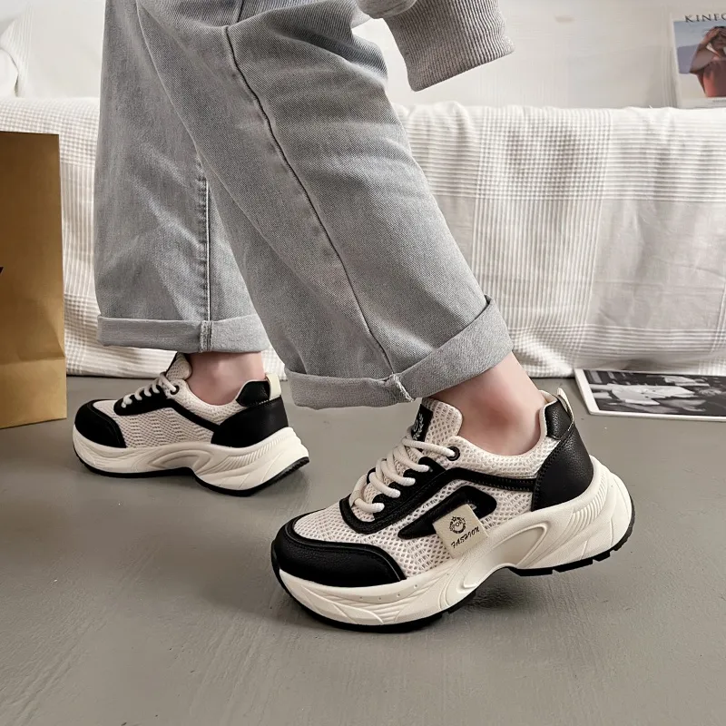 SHENGERLEIDE Abrasion Resistant Breathable Height Increasing Low Top Chunky Sneakers Women's-8