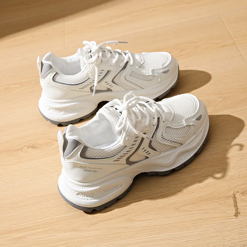 SHENGERLEIDE Abrasion Resistant Lightweight Slip Resistant Low Top Chunky Sneakers Women's-2
