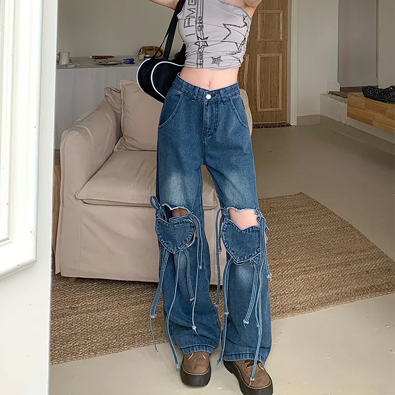 YINLEI Jeans Women's Blue-4