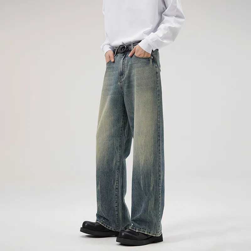 YINLEI Jeans Unisex Washed Blue-2