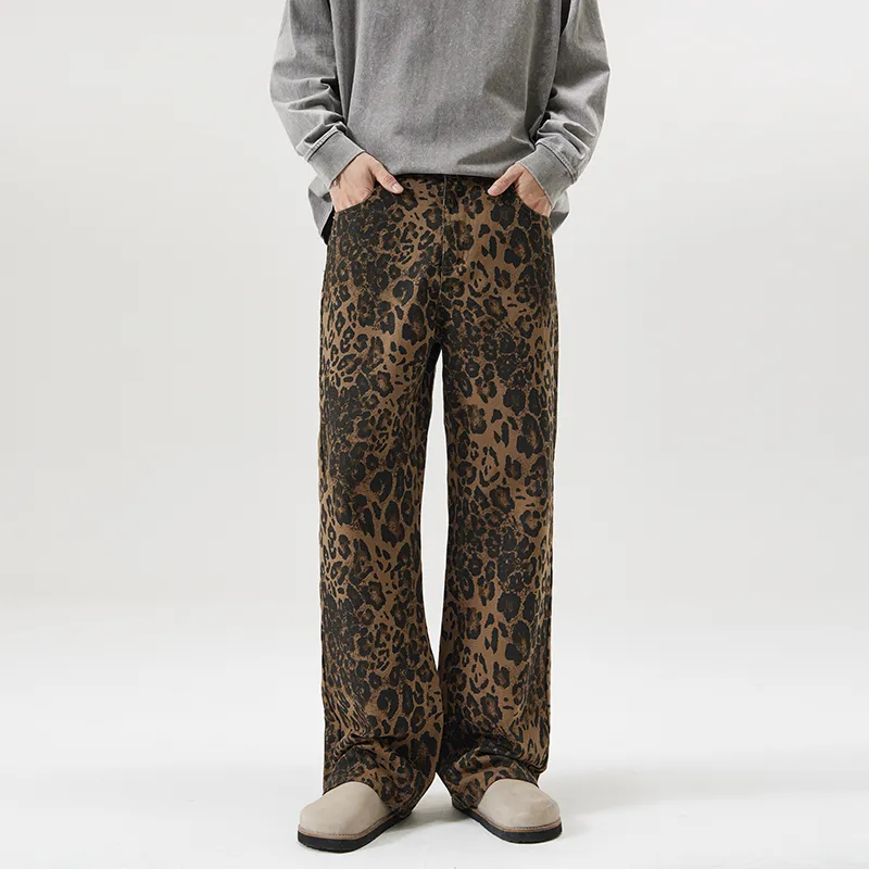YINLEI Jeans Women's Leopard Print-2