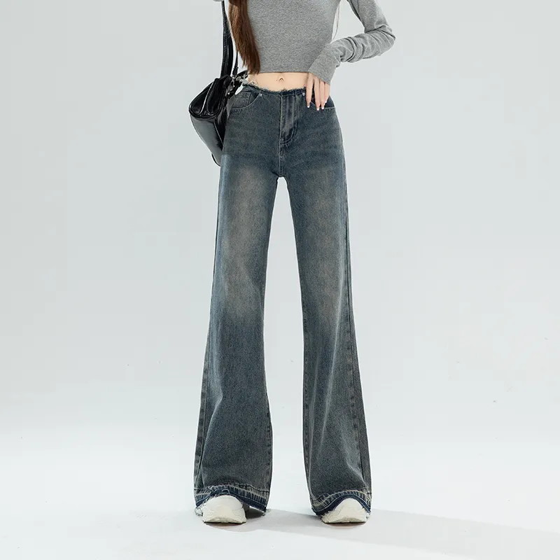 YINLEI Jeans Women's Vintage Blue-5