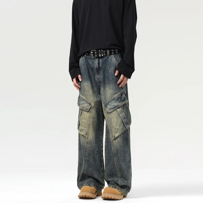 YINLEI Jeans Unisex Nostalgic Blue-4