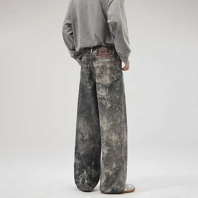 YINLEI Jeans Unisex Gray Black-5