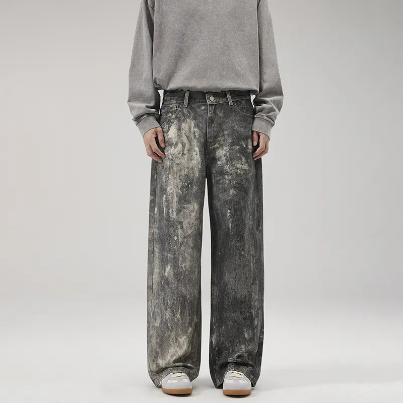 YINLEI Jeans Unisex Gray Black-2