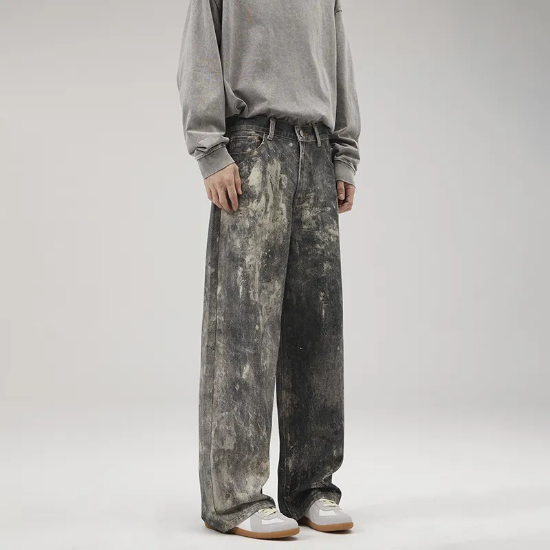 YINLEI Jeans Unisex Gray Black-3