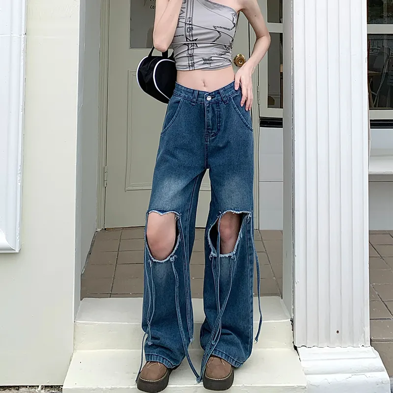 YINLEI Jeans Women's Blue-3