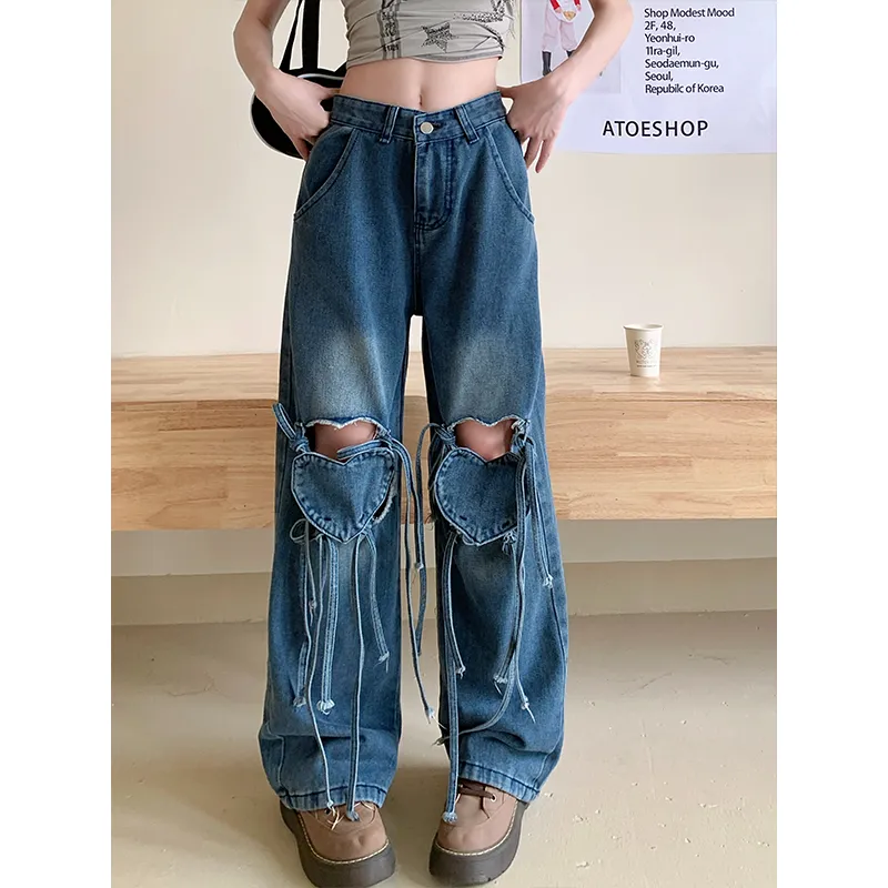 YINLEI Jeans Women's Blue-5