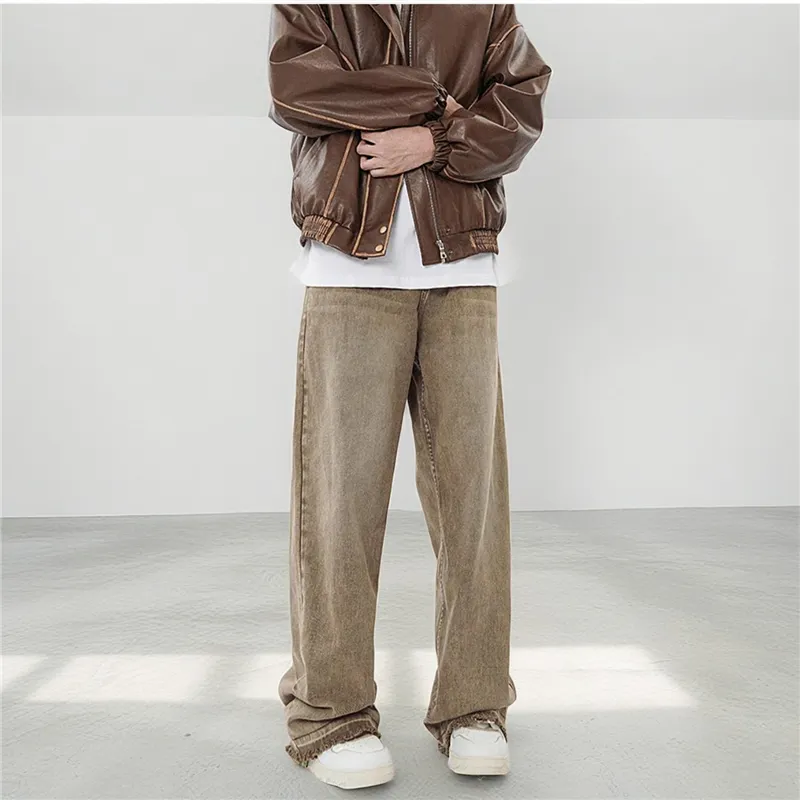 YINLEI Jeans Unisex Yellow Mud-4