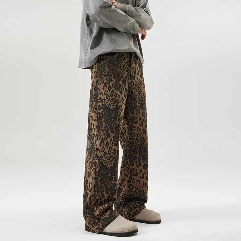 YINLEI Jeans Women's Leopard Print-4