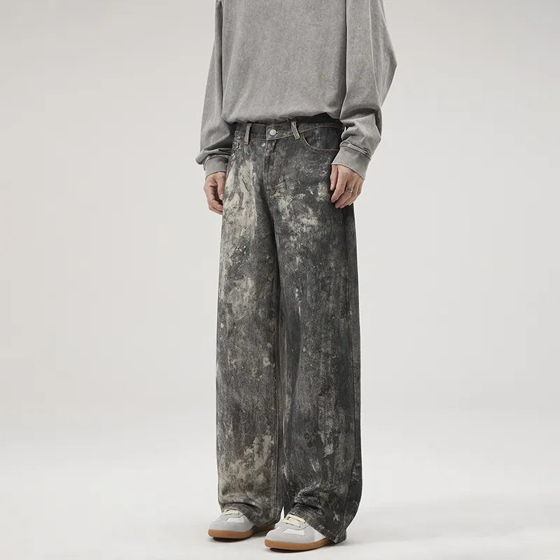YINLEI Jeans Unisex Gray Black-4