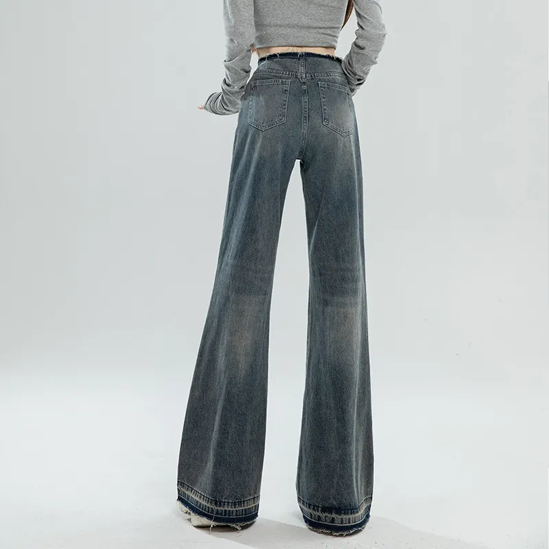 YINLEI Jeans Women's Vintage Blue-4