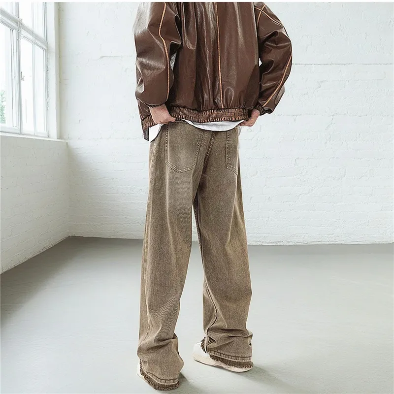YINLEI Jeans Unisex Yellow Mud-3