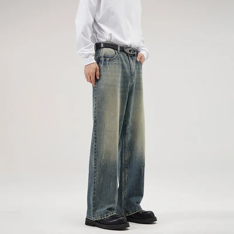 YINLEI Jeans Unisex Washed Blue-5