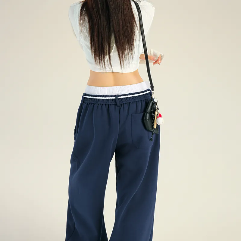 YINLEI Casual Pants Women's Navy Blue-3