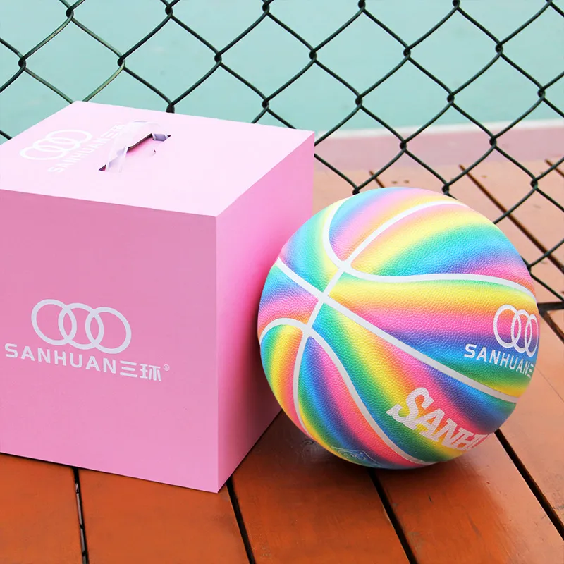 THREEHUAN PU Basketball 7 Colors Rainbow Size 7 Training Unisex-1