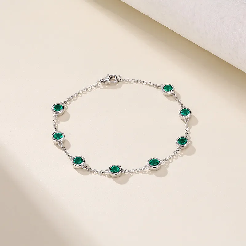 ATTAGEMS S925 Silver Artificial Gemstone Bracelets Women's-4