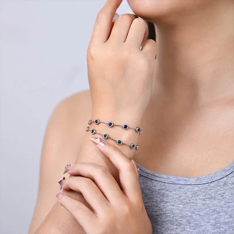 ATTAGEMS S925 Silver Artificial Gemstone Bracelets Women's-1