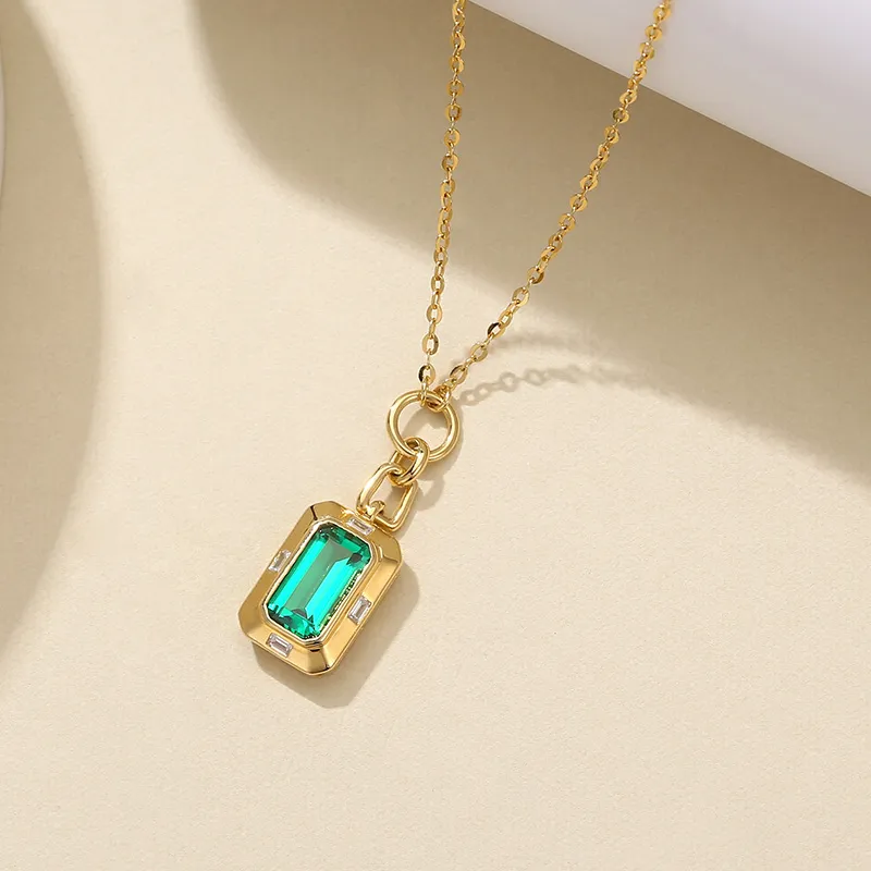 ATTAGEMS S925 Silver Artificial Gemstone Necklaces Women's-3