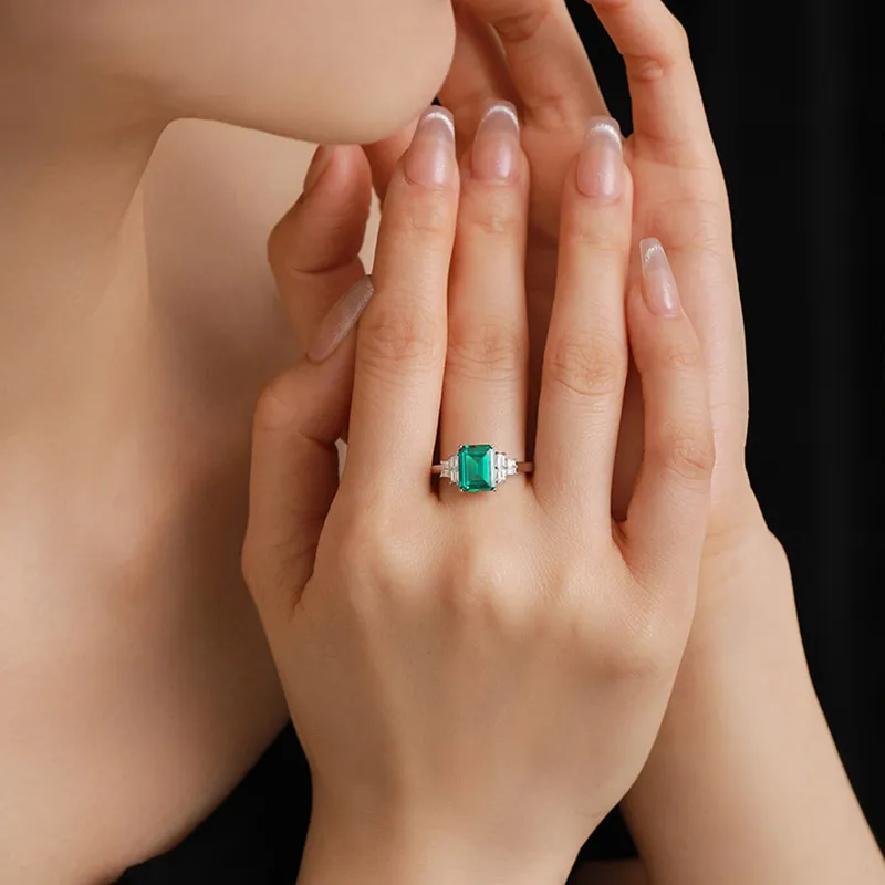 ATTAGEMS S925 Silver Artificial Gemstone Rings Women's-2