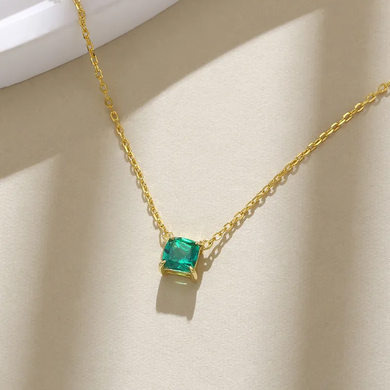 ATTAGEMS 925 Sterling Silver Artificial Gemstone Necklaces Women's-5