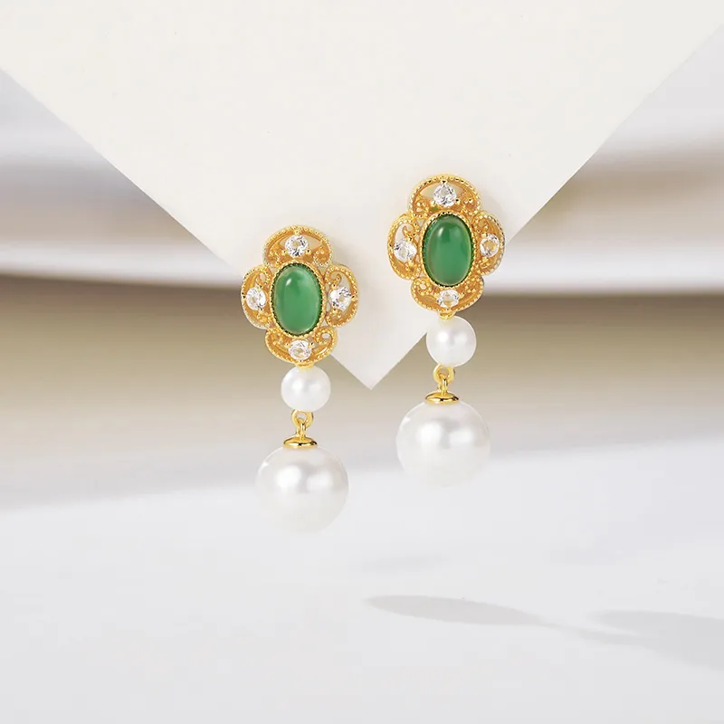 ATTAGEMS 925 Sterling Silver Artificial Gemstone Stud Earrings Women's-1