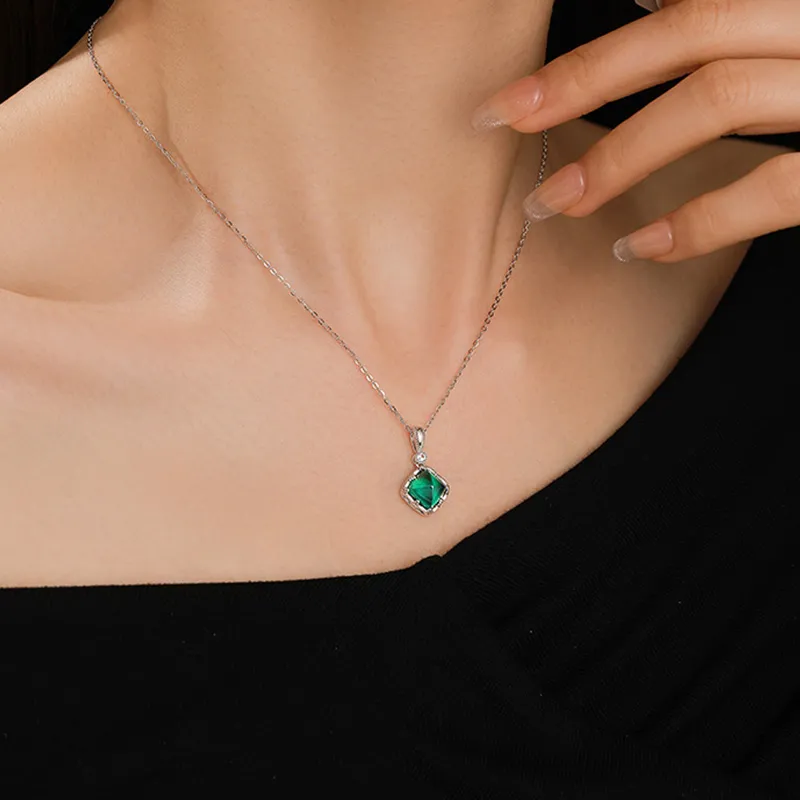 ATTAGEMS 925 Sterling Silver Artificial Gemstone Necklaces Women's-4