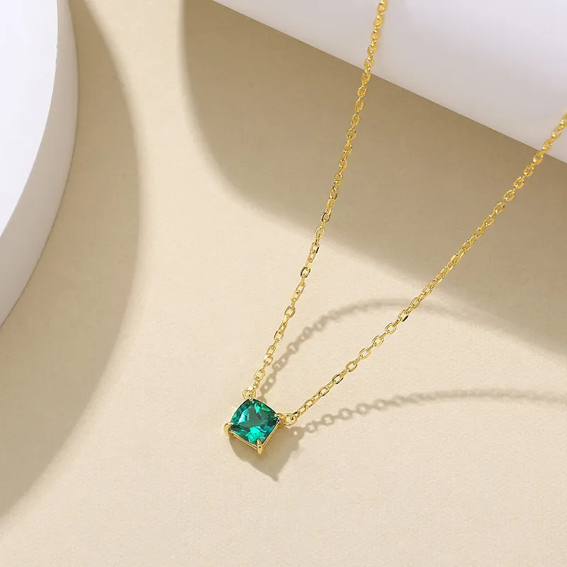 ATTAGEMS 925 Sterling Silver Artificial Gemstone Necklaces Women's-4