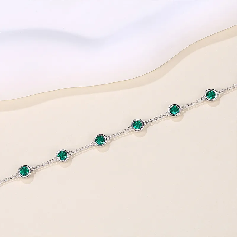 ATTAGEMS S925 Silver Artificial Gemstone Bracelets Women's-3