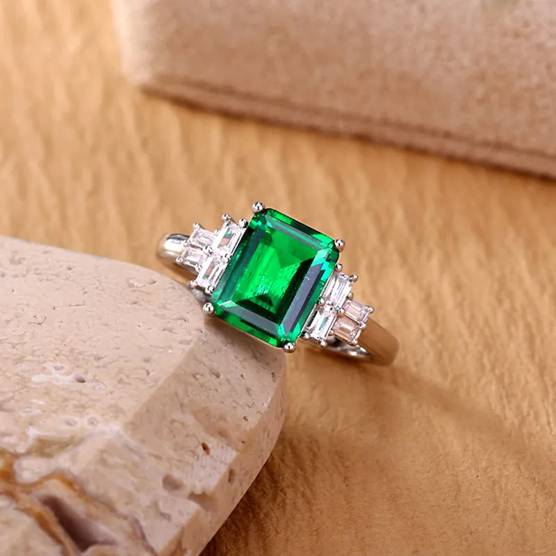 ATTAGEMS S925 Silver Artificial Gemstone Rings Women's-4