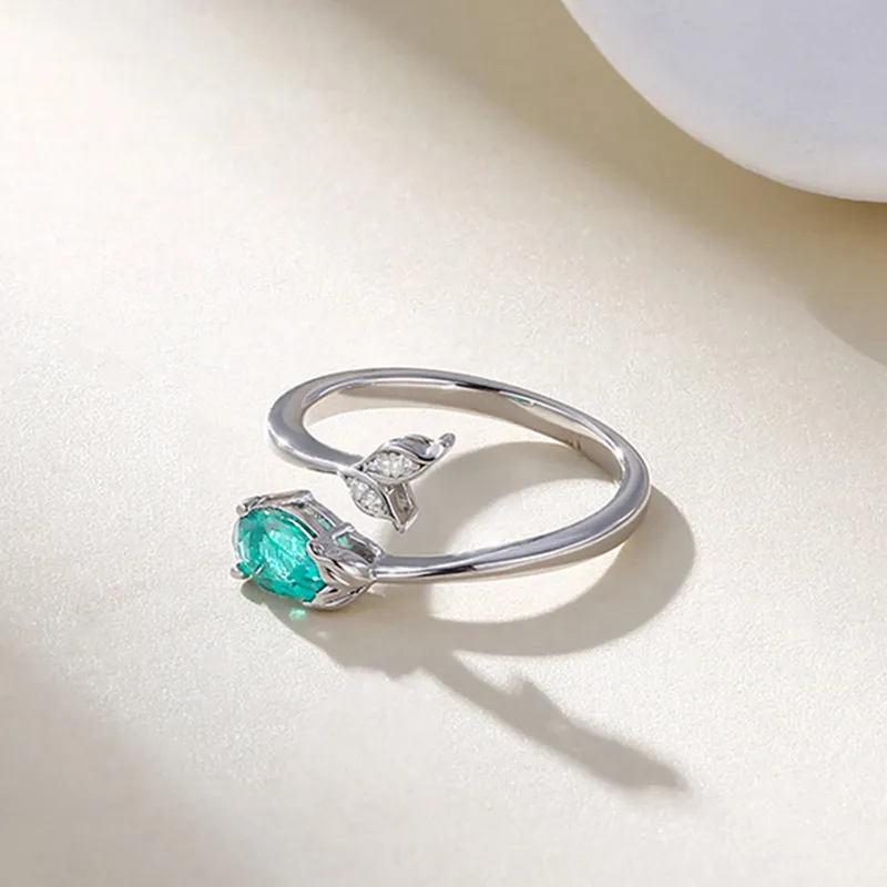 ATTAGEMS 925 Sterling Silver Artificial Gemstone Rings Women's Green-4