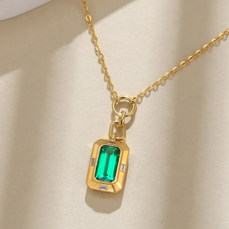 ATTAGEMS S925 Silver Artificial Gemstone Necklaces Women's-4