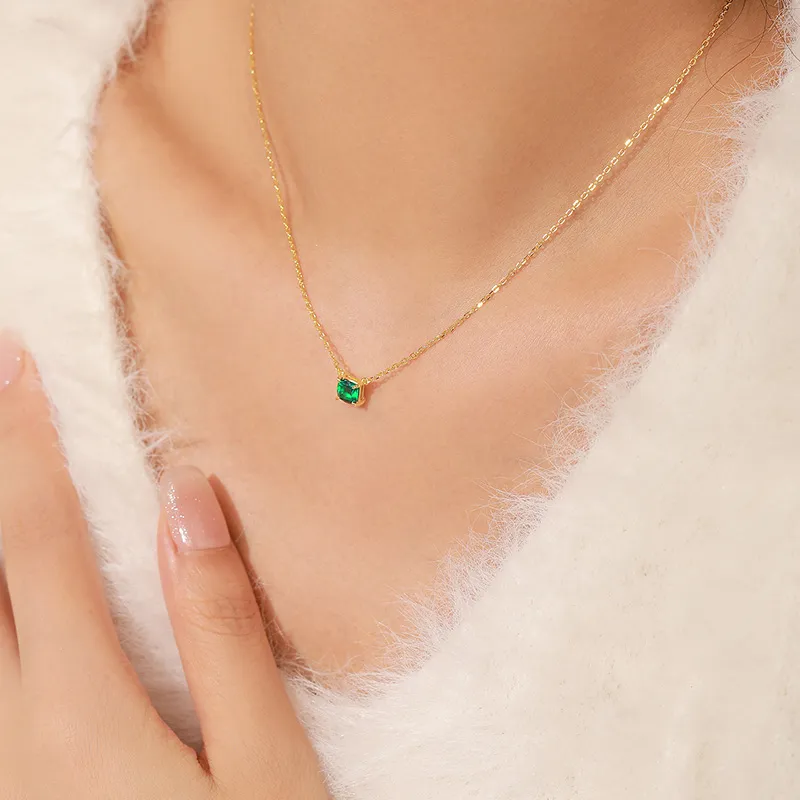 ATTAGEMS 925 Sterling Silver Artificial Gemstone Necklaces Women's-3