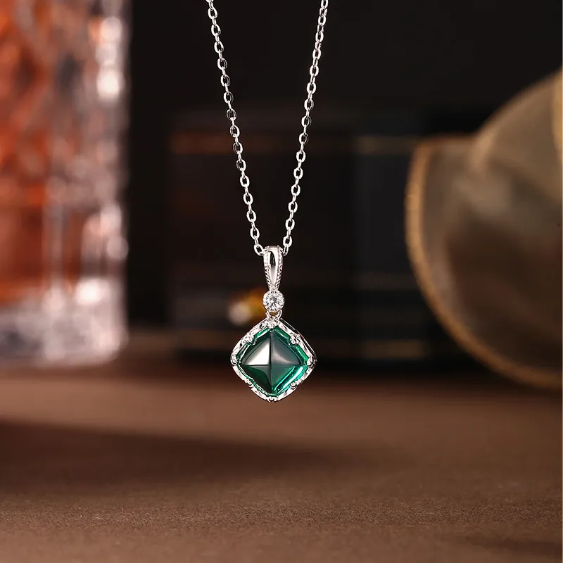 ATTAGEMS 925 Sterling Silver Artificial Gemstone Necklaces Women's-1