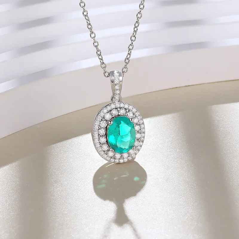 ATTAGEMS 925 Sterling Silver Artificial Gemstone Necklaces Women's-5