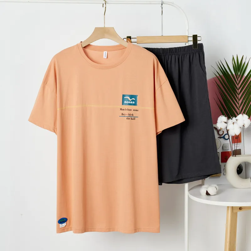 GOSO Pajama Set Men's Pink Orange-4