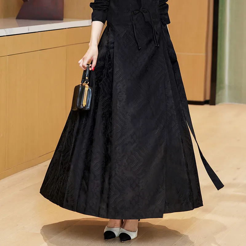 TEME Casual Long Skirts Women's Phantom Night Black-4