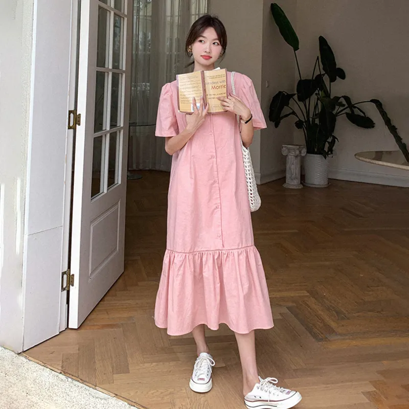 TEME Short Sleeved Dress Women's Pink-4