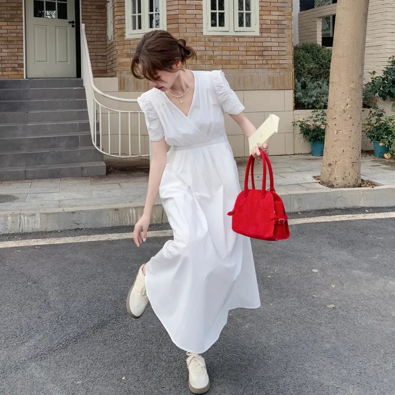 TEME Short Sleeved Dress Women's White-3