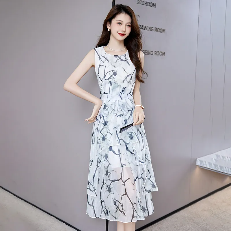 TEME Sleeveless Dresses Women's Ink Flower-5