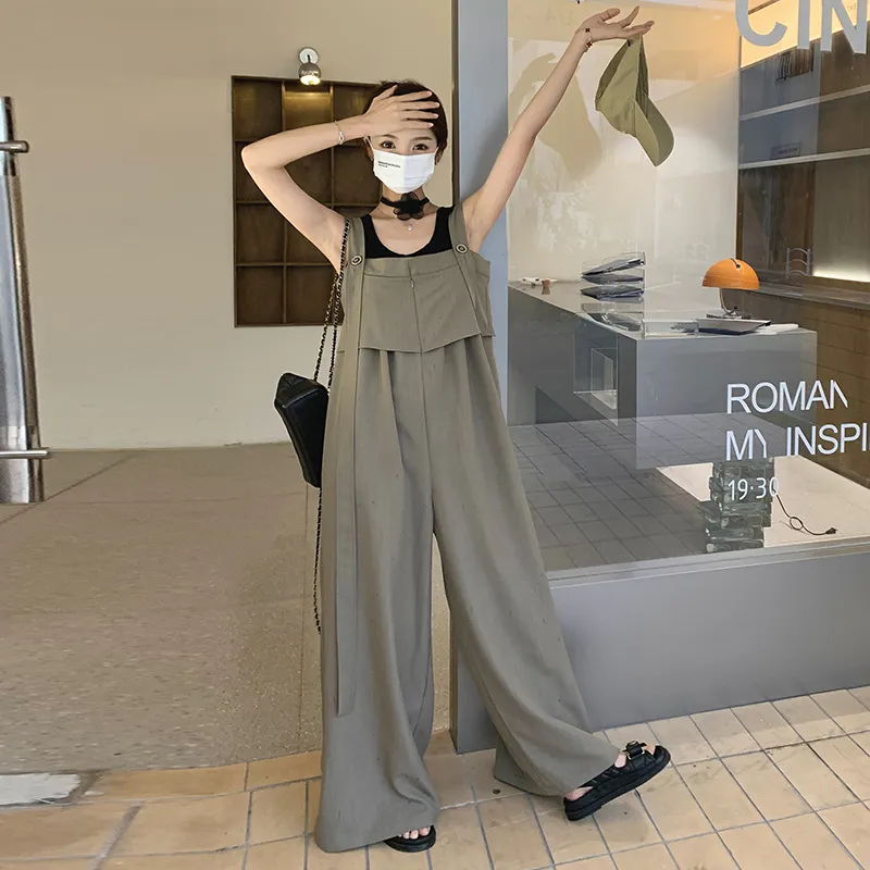 TEME Overalls Women's Khaki Gray-1