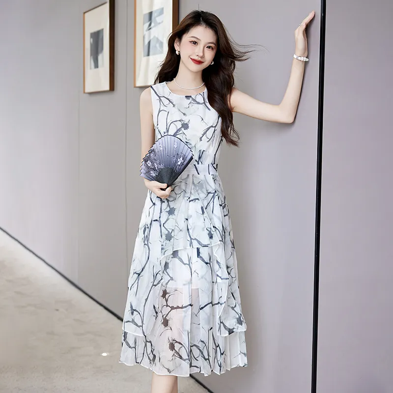 TEME Sleeveless Dresses Women's Ink Flower-6