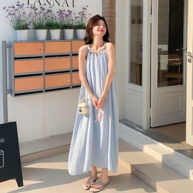 TEME Sleeveless Dress Women's Light Blue-2