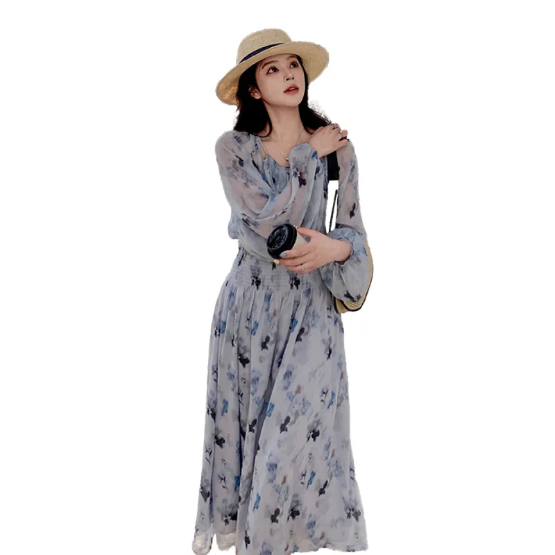 TEME Long Sleeved Dress Women's Floral Dress-1