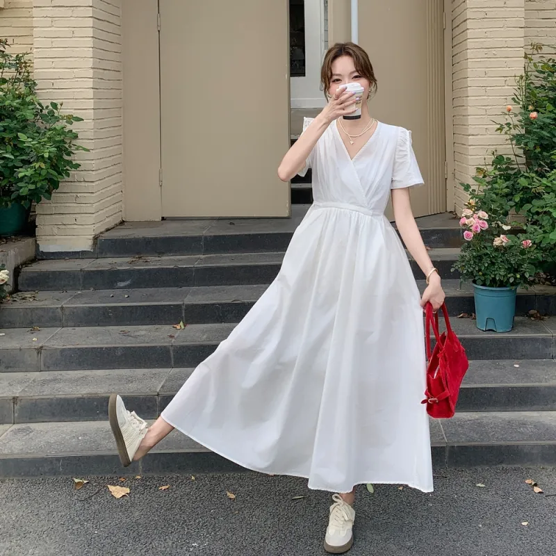 TEME Short Sleeved Dress Women's White-2