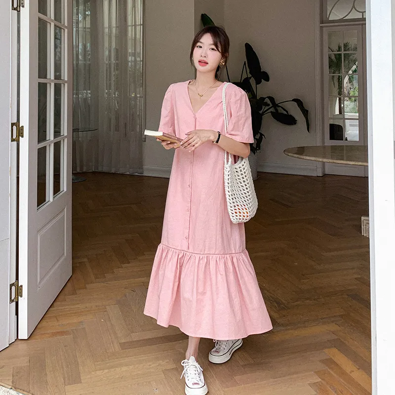 TEME Short Sleeved Dress Women's Pink-3