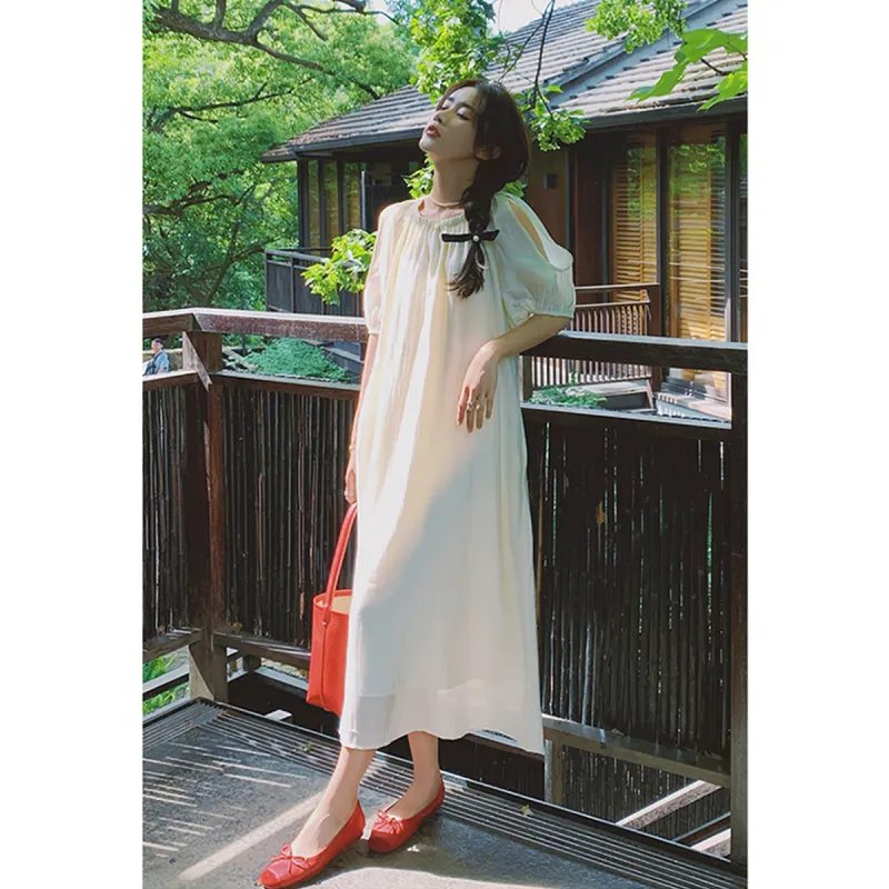 TEME Short Sleeved Dress Women's Apricot-1