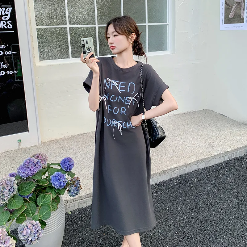 TEME Short Sleeved Dress Women's Gray-1