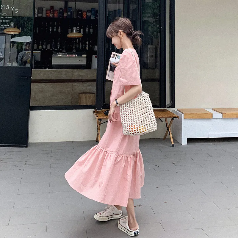 TEME Short Sleeved Dress Women's Pink-2