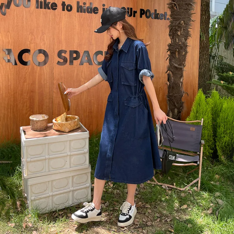TEME Short Sleeved Dress Women's Blue-5